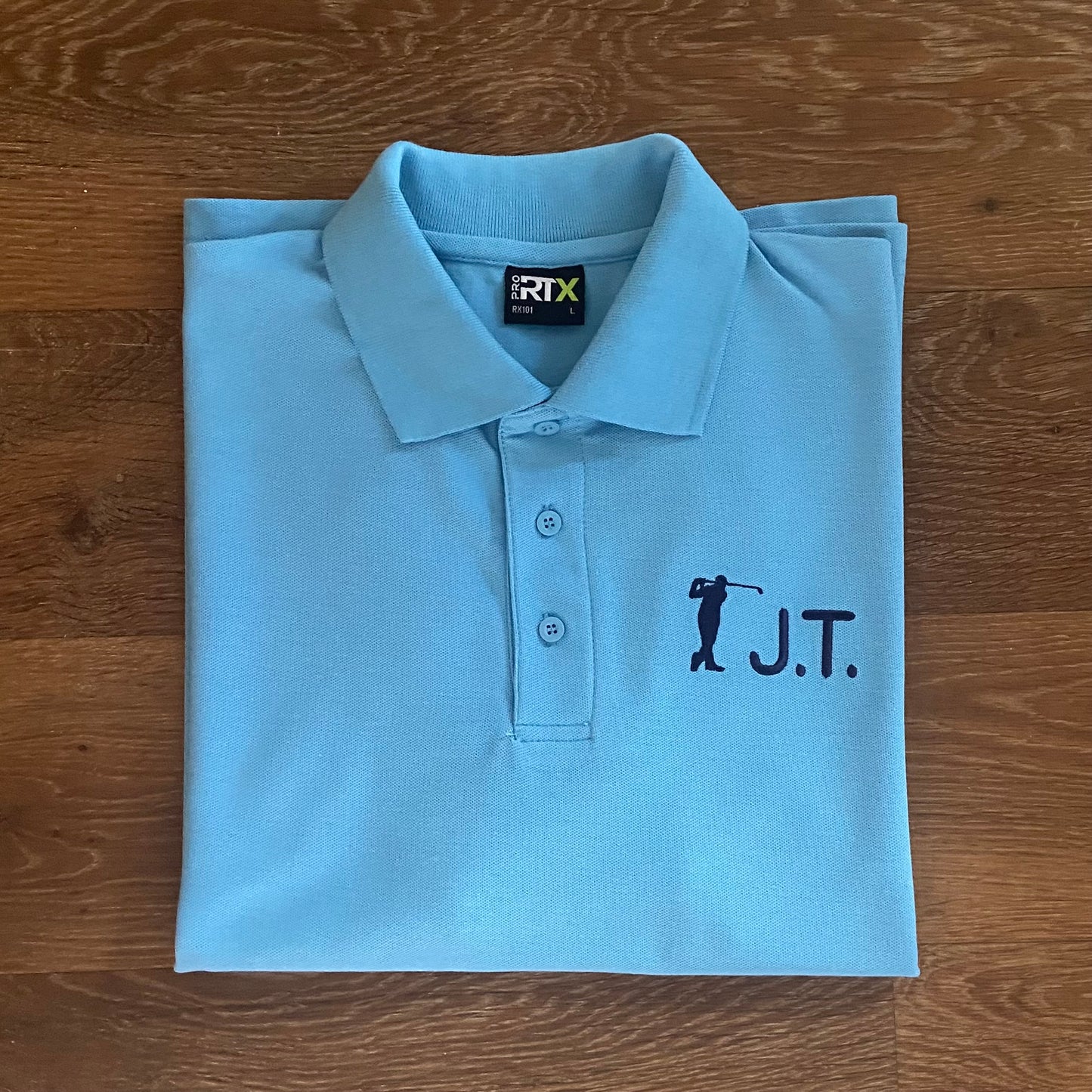 Personalised Embroidered Golf Piqué Short Sleeved Adults Unisex Polo Shirt. Golf Gift