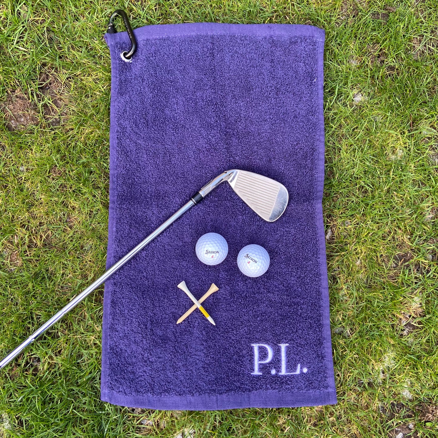 Personalised Cotton Golf Sports Towel with Metal Clip