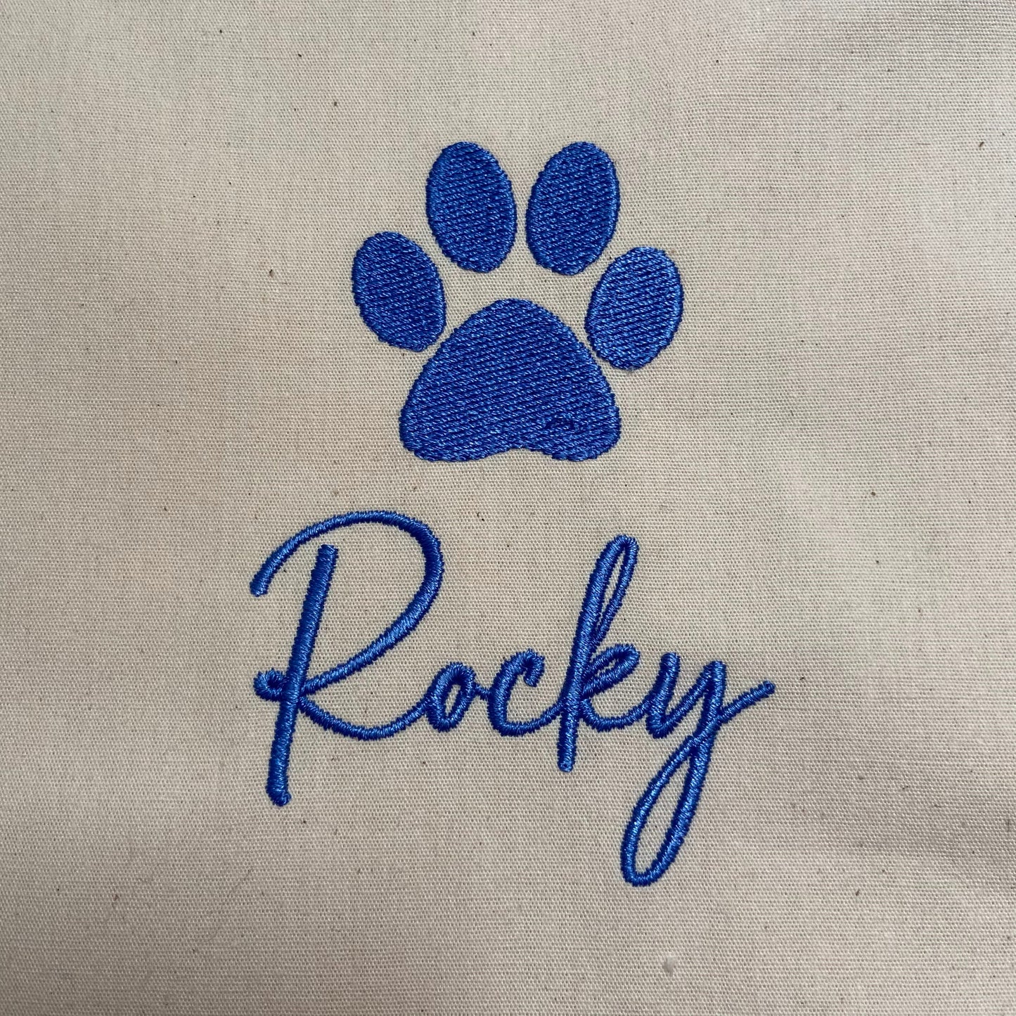 Personalised Dogs Name Embroidered Organic Tote Bag. Dog Gift. Puppy Gift idea. Dog Lover