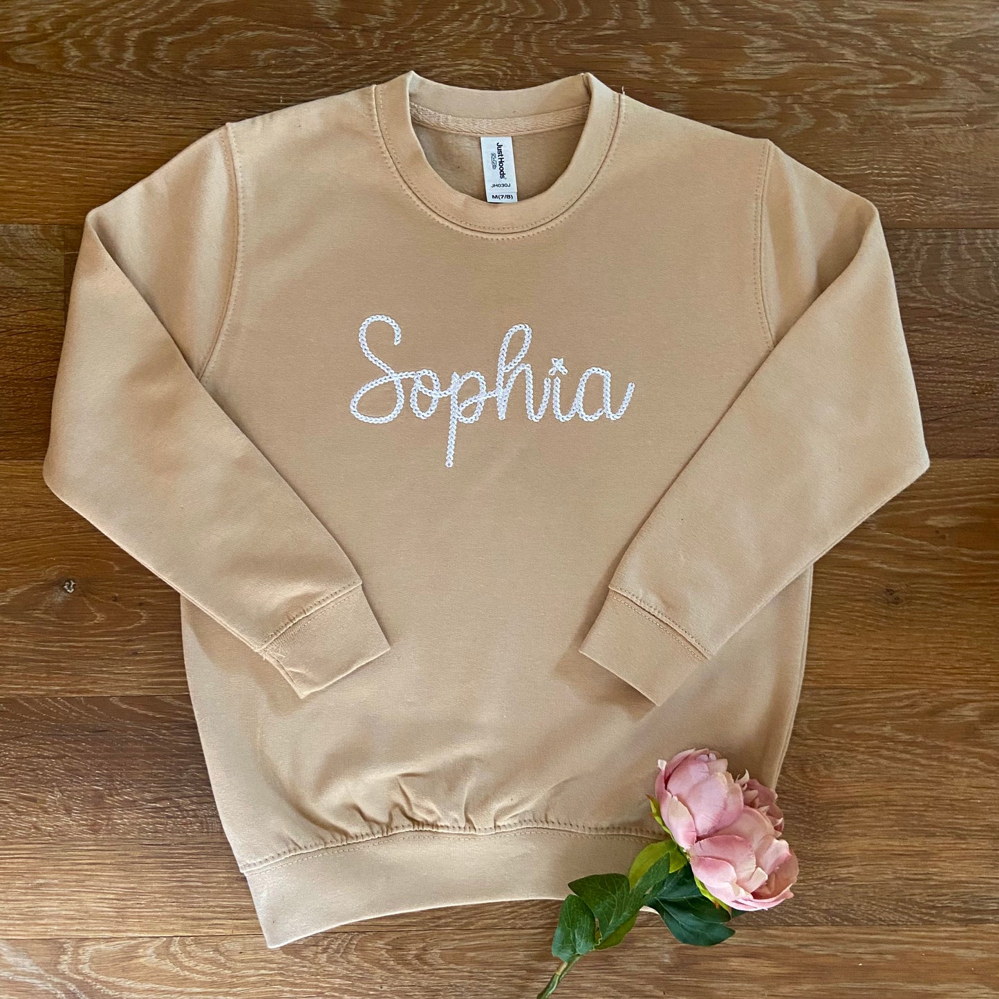 Chain Stitched Embroidered Personalised Children's Sweatshirt. Gift Idea.