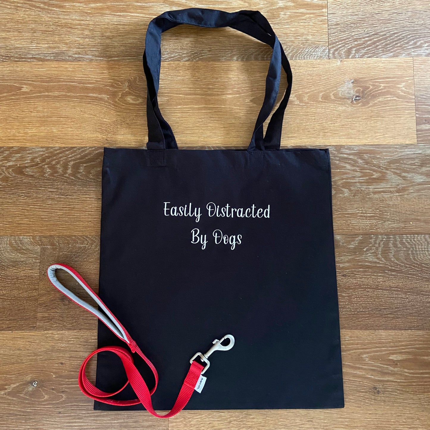 Easily Distracted By Dogs Embroidered Organic Tote Bag