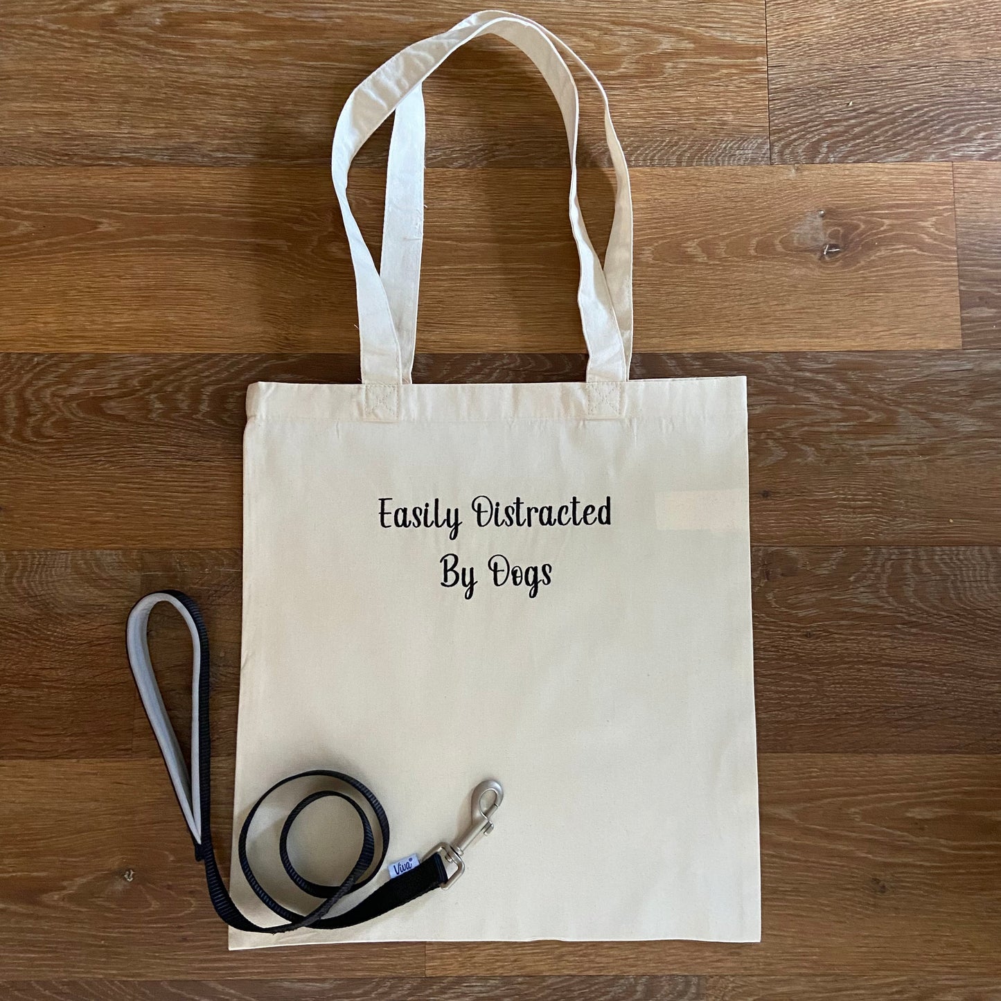 Easily Distracted By Dogs Embroidered Organic Tote Bag