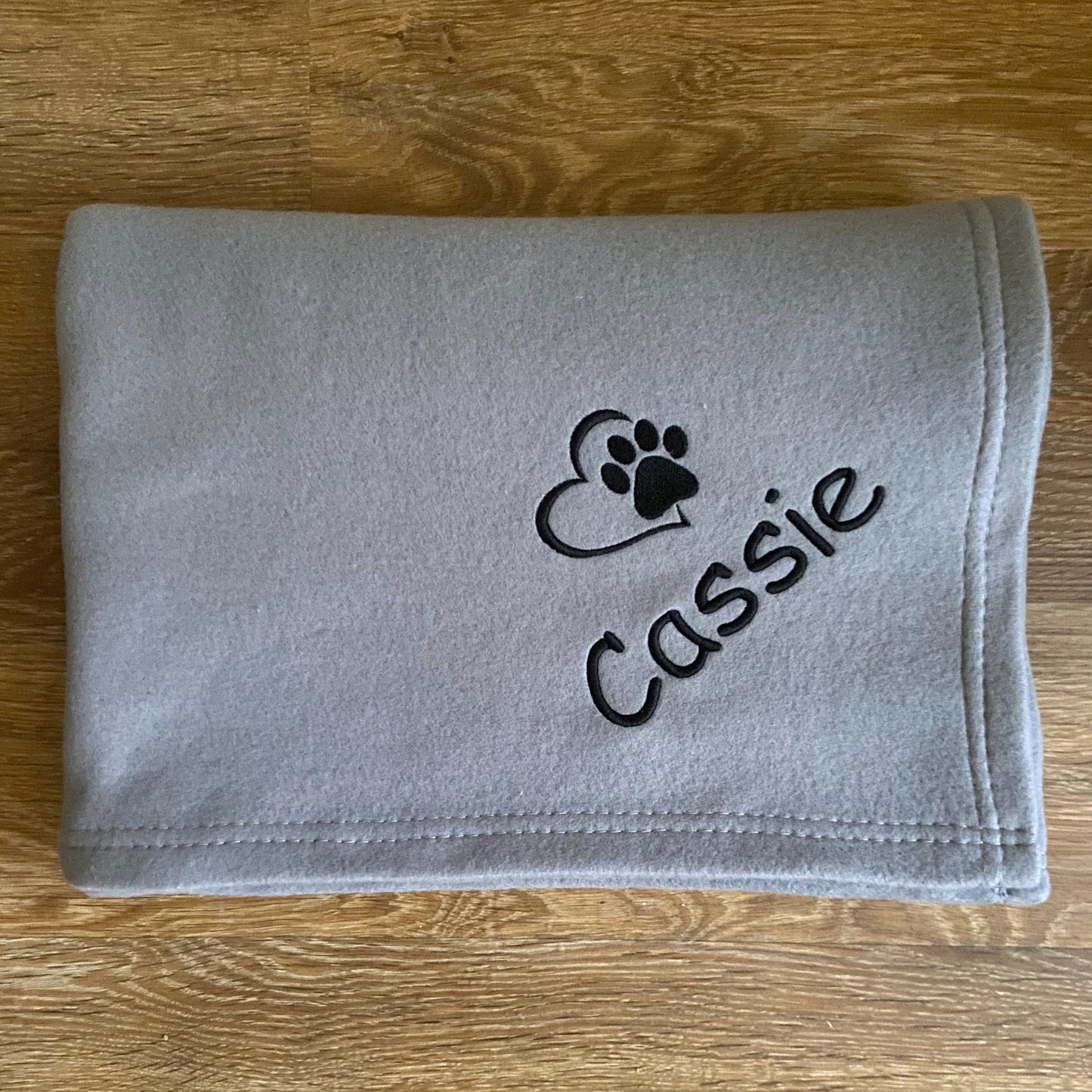 Dog Paw Print Personalised Embroidered Fleece Blanket Standard Range
