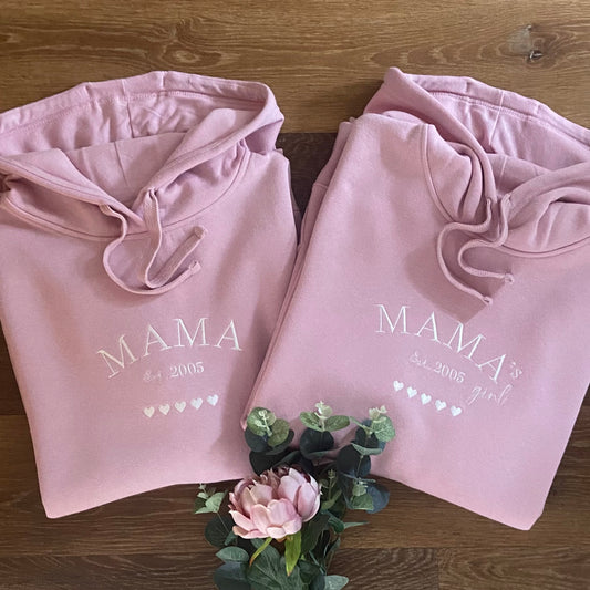 Mama and Mama's Girl or Boy Personalised Hoodie Duo