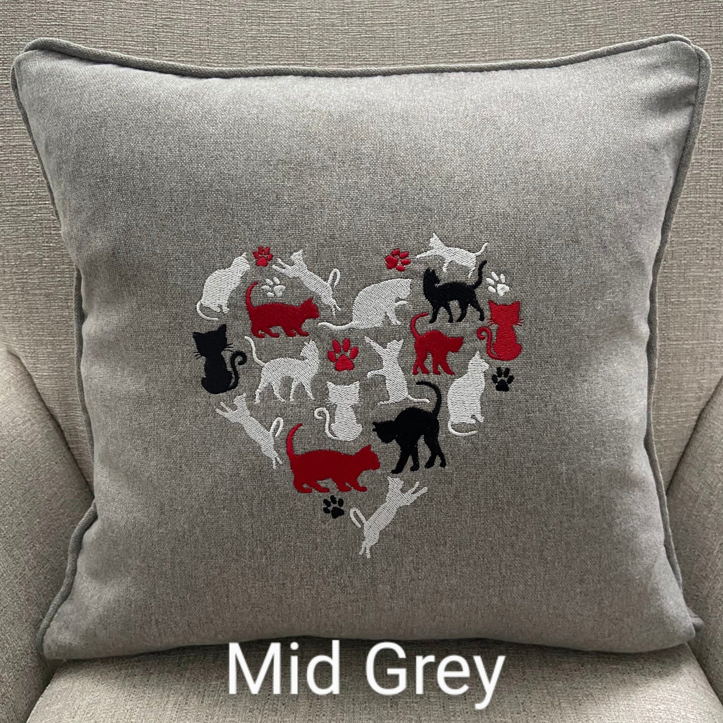 Silhouette Cat Embroidered Cushion Cover - 45cm x 45cm