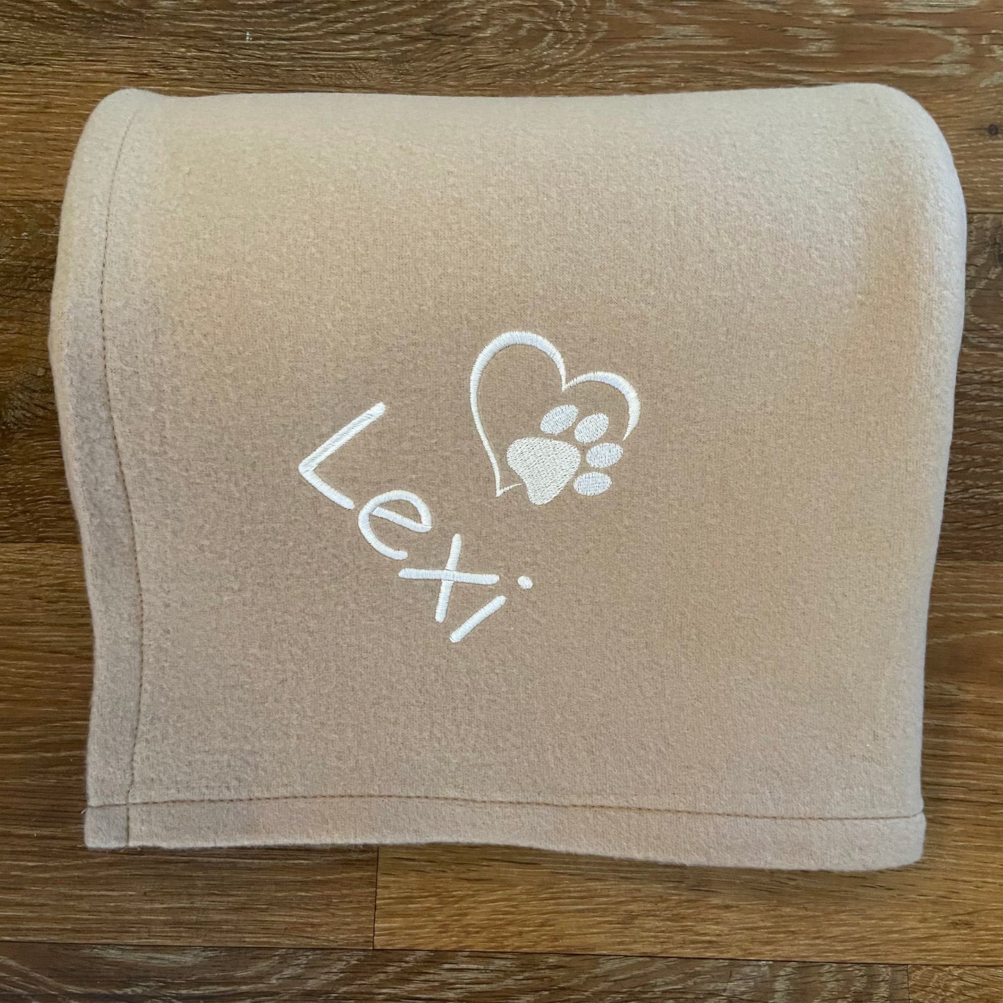 Paw Print Personalised Embroidered Dog / Puppy Fleece Blanket.