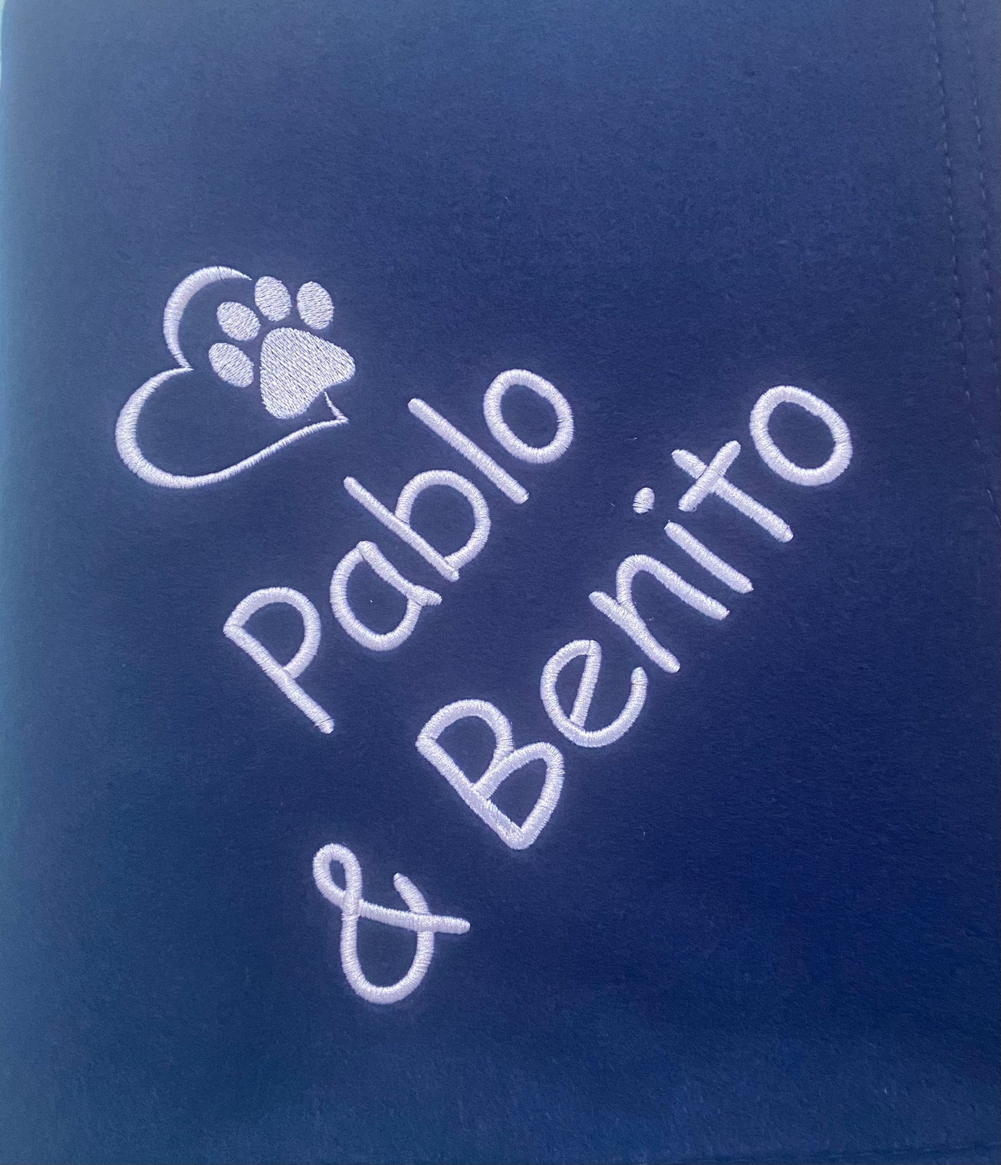 Paw Print Personalised Embroidered Dog / Puppy Fleece Blanket.