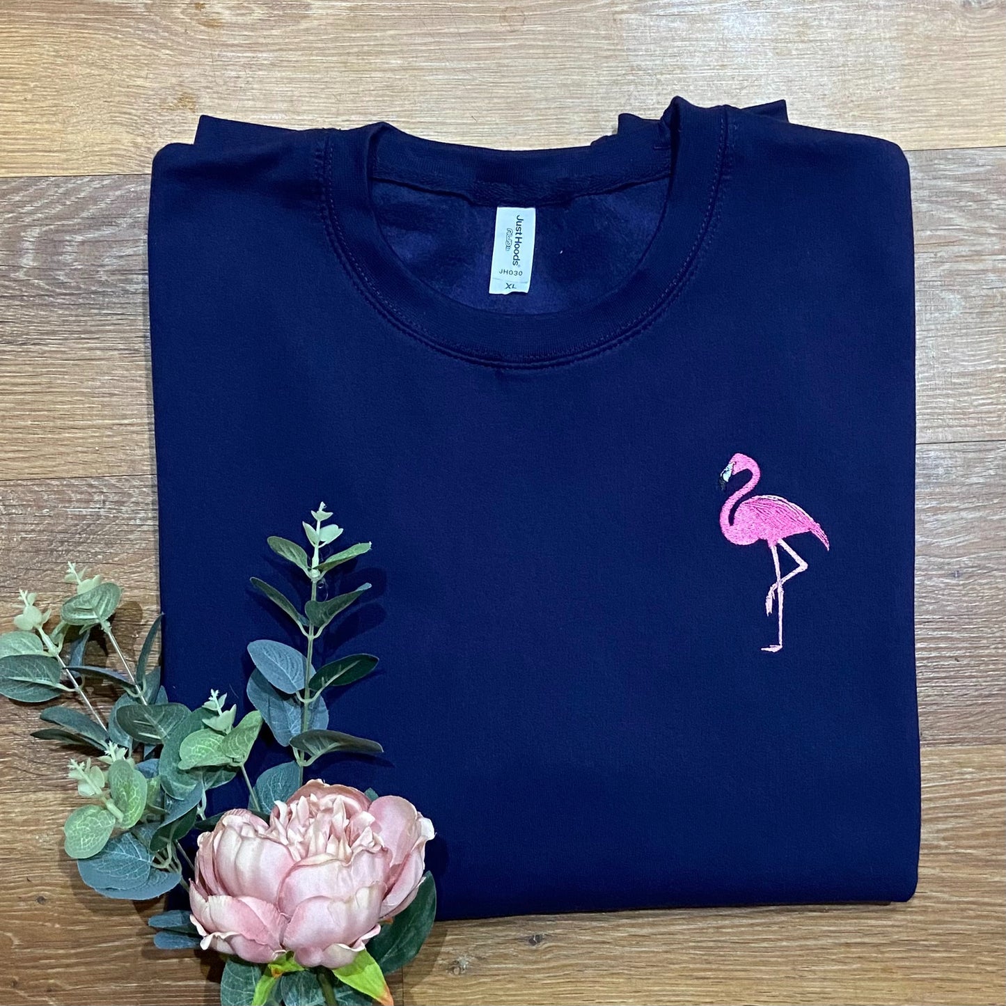Flamingo Embroidered Unisex Adults Sweatshirt With Option of Additional Novelty "Flaminingo" Wording