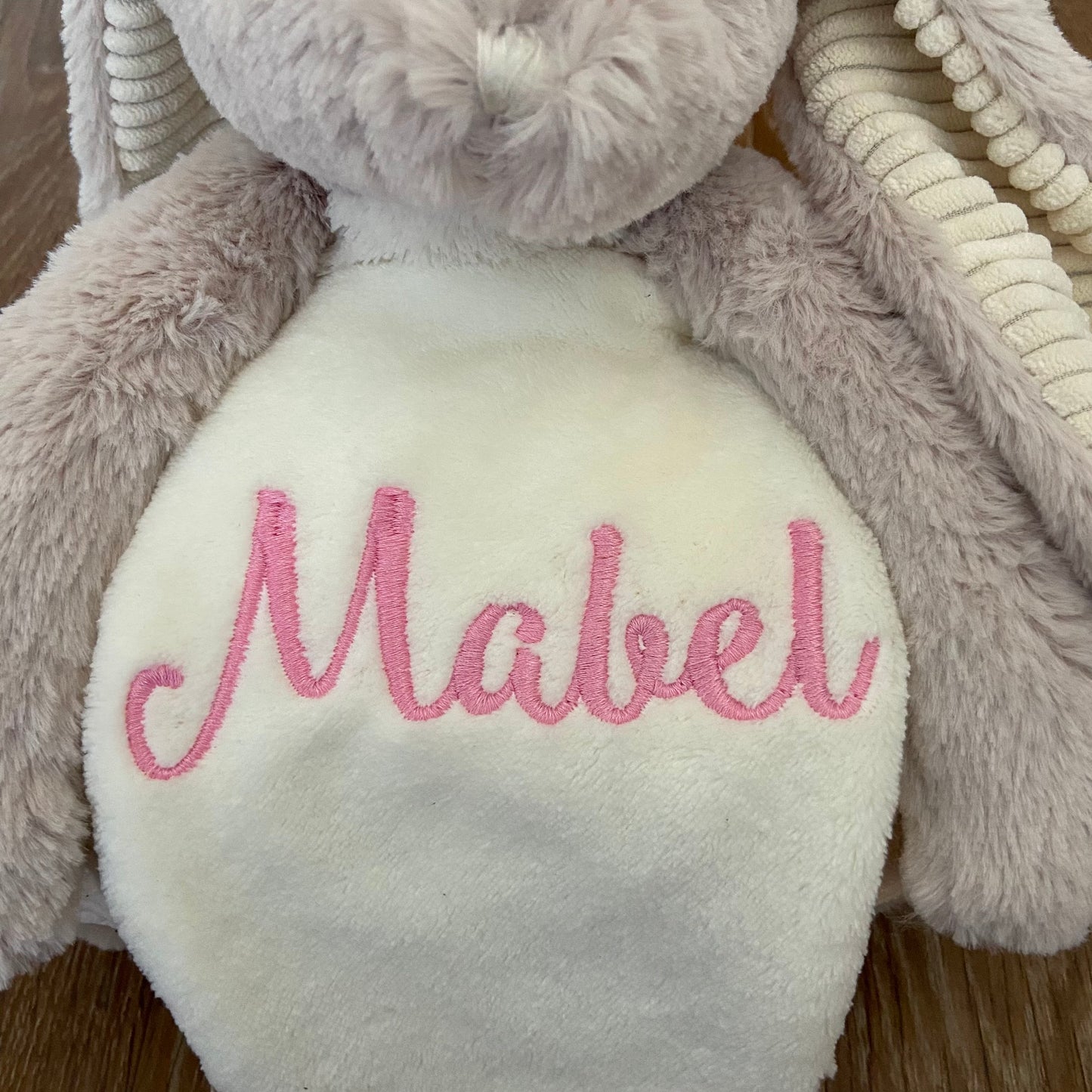 Fluffy Toy Rabbit with personalisable fleece embroidered blanket - Baby Gift - Christening Gift