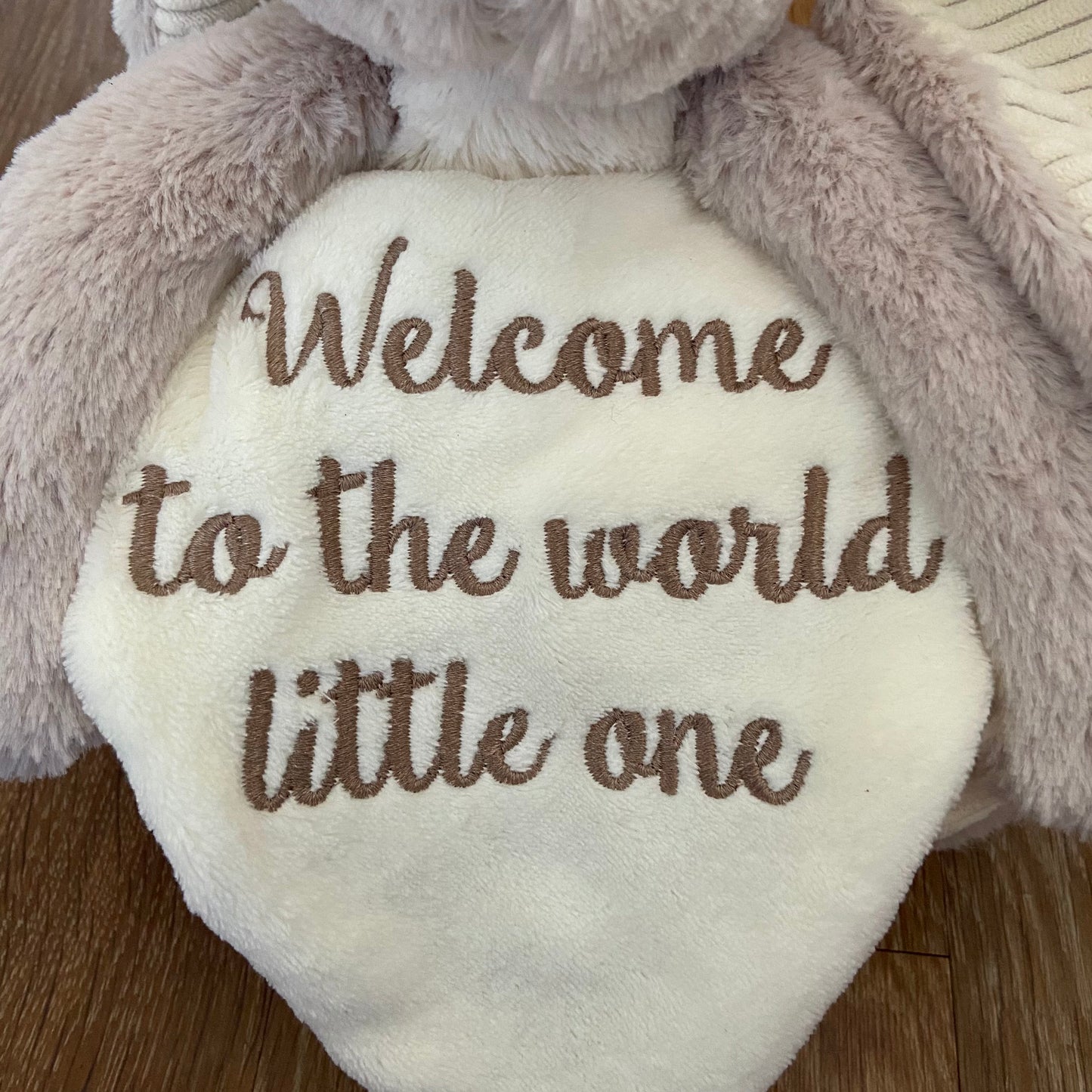 Fluffy Toy Rabbit with personalisable fleece embroidered blanket - Baby Gift - Christening Gift
