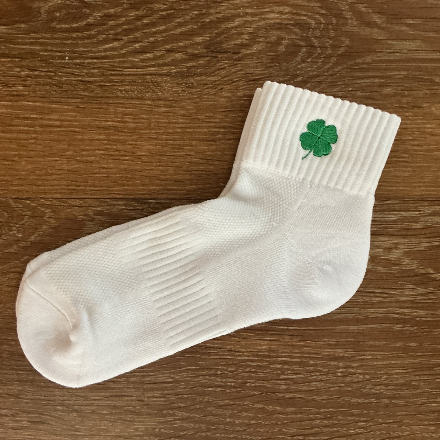 Embroidered Four-Leaf Clover Quarter Socks. Gift Idea. St. Patrick's Day