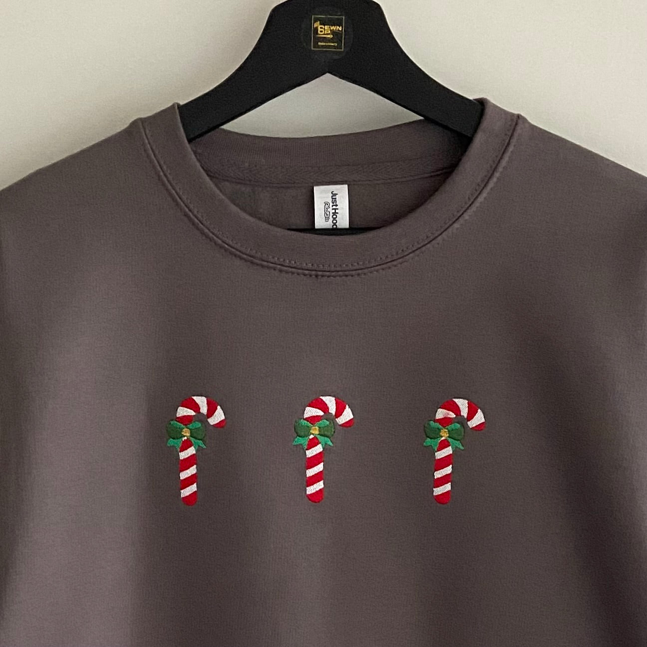 Christmas Candy Cane Design Adults Embroidered Unisex Sweatshirt