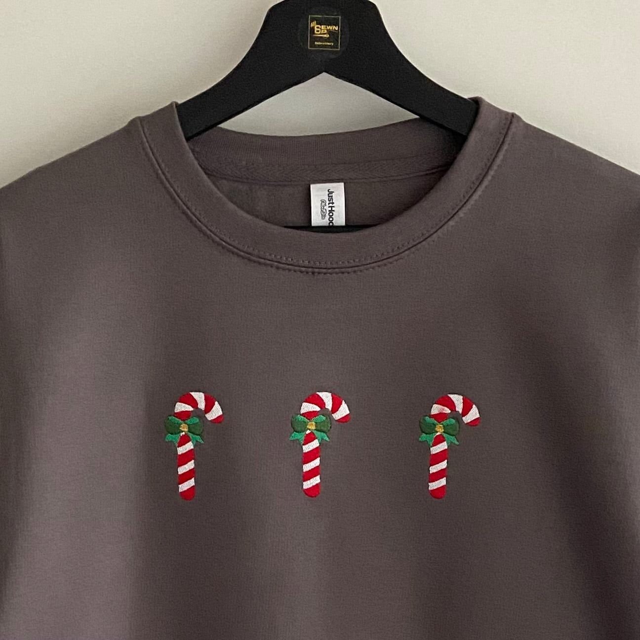Christmas Candy Cane Design Adults Embroidered Unisex Sweatshirt