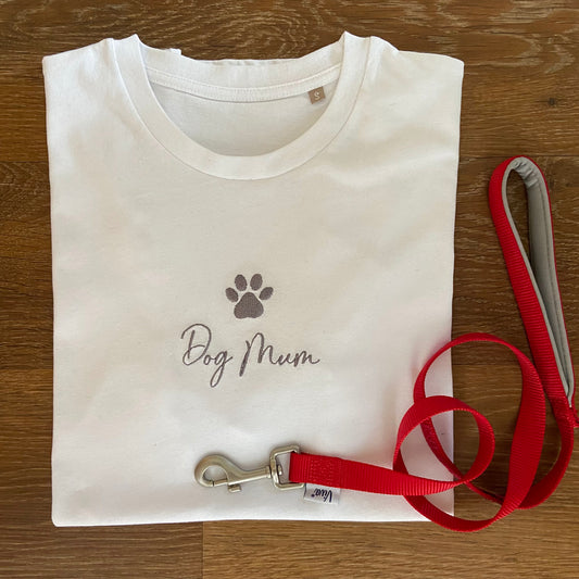 Dog Mum Embroidered Unisex Adults Short Sleeved Recycled Fabric T-Shirt