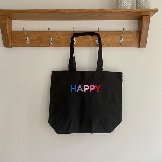 'Happy' Midi Organic Cotton Tote Bag