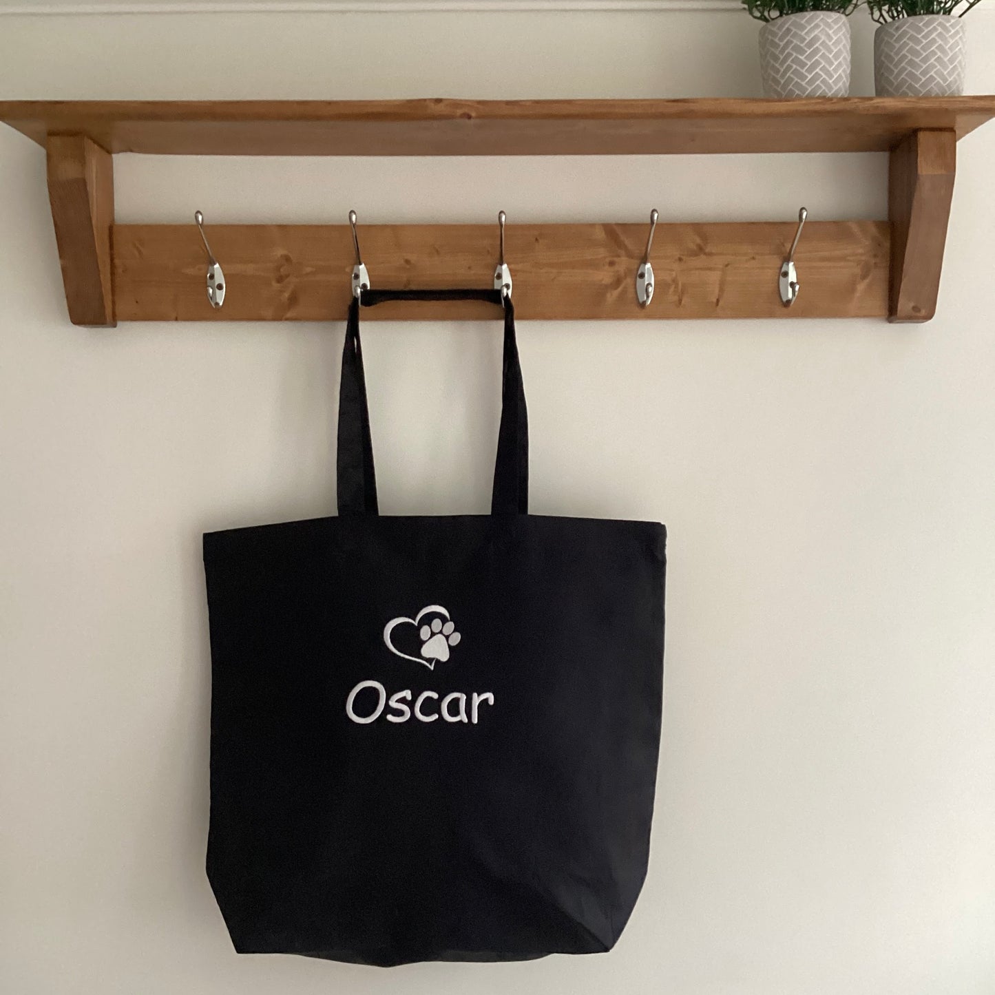 Paw Print / Personalised Embroidered Maxi Organic Cotton Tote Bag