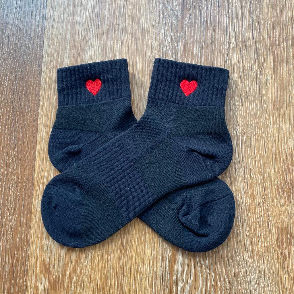 Embroidered Heart Quarter Socks