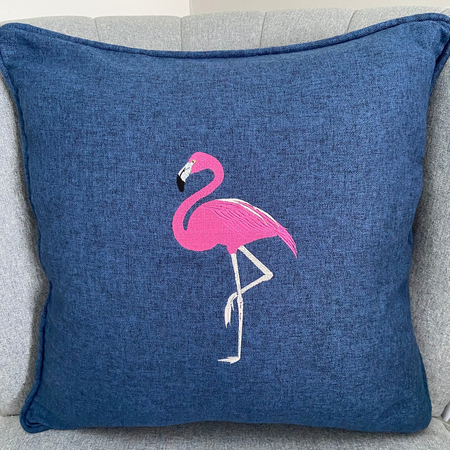 Flamingo Embroidered Cushion Cover