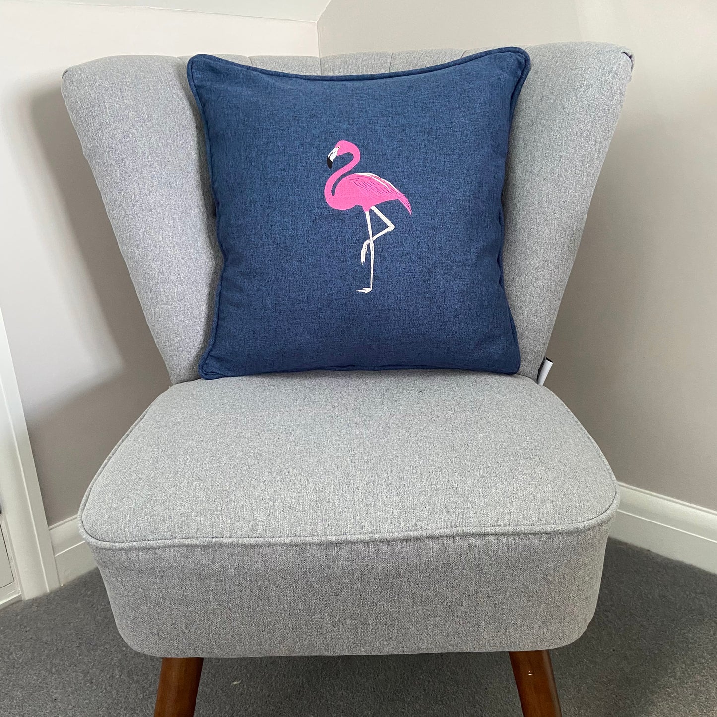 Flamingo Embroidered Cushion Cover