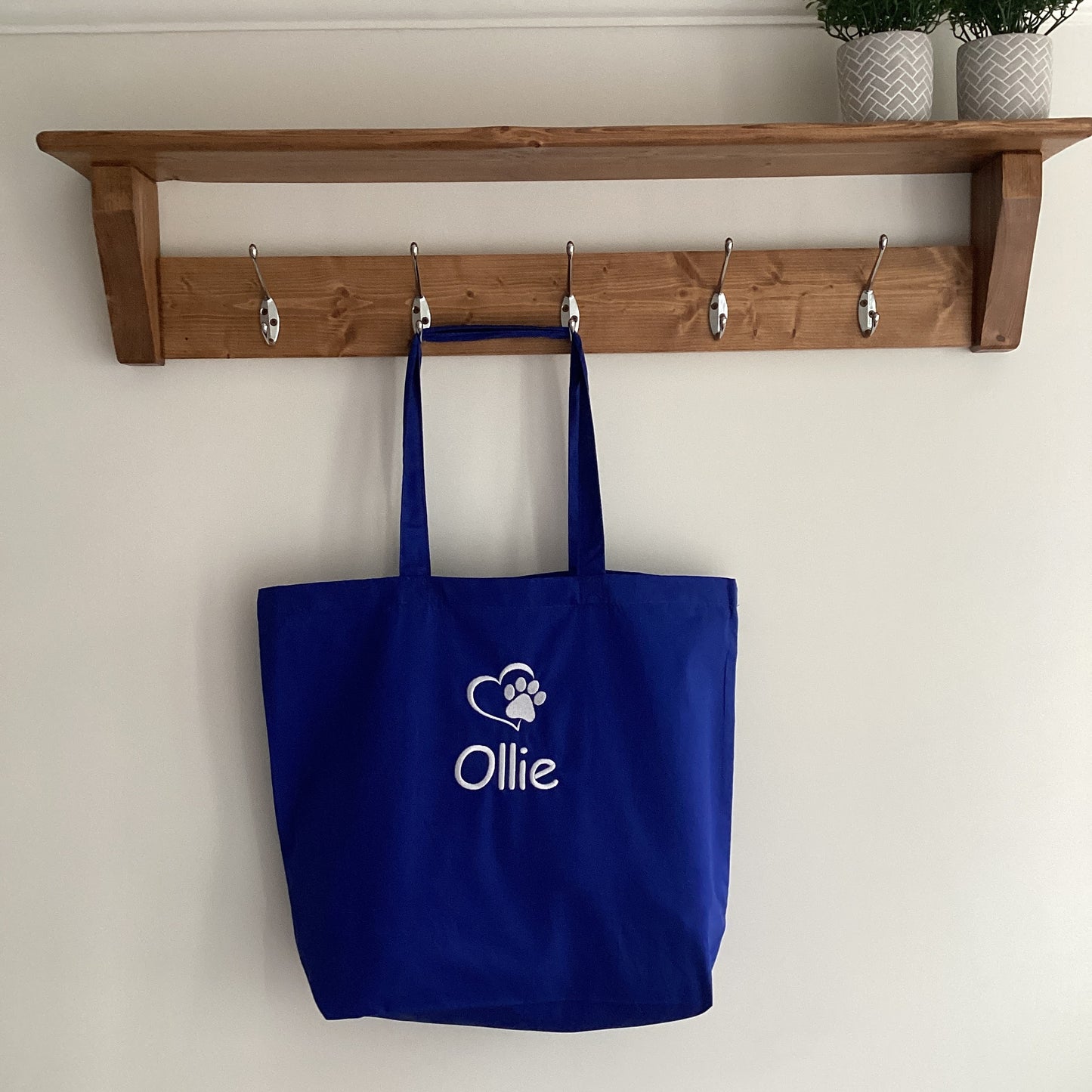Paw Print / Personalised Embroidered Maxi Organic Cotton Tote Bag