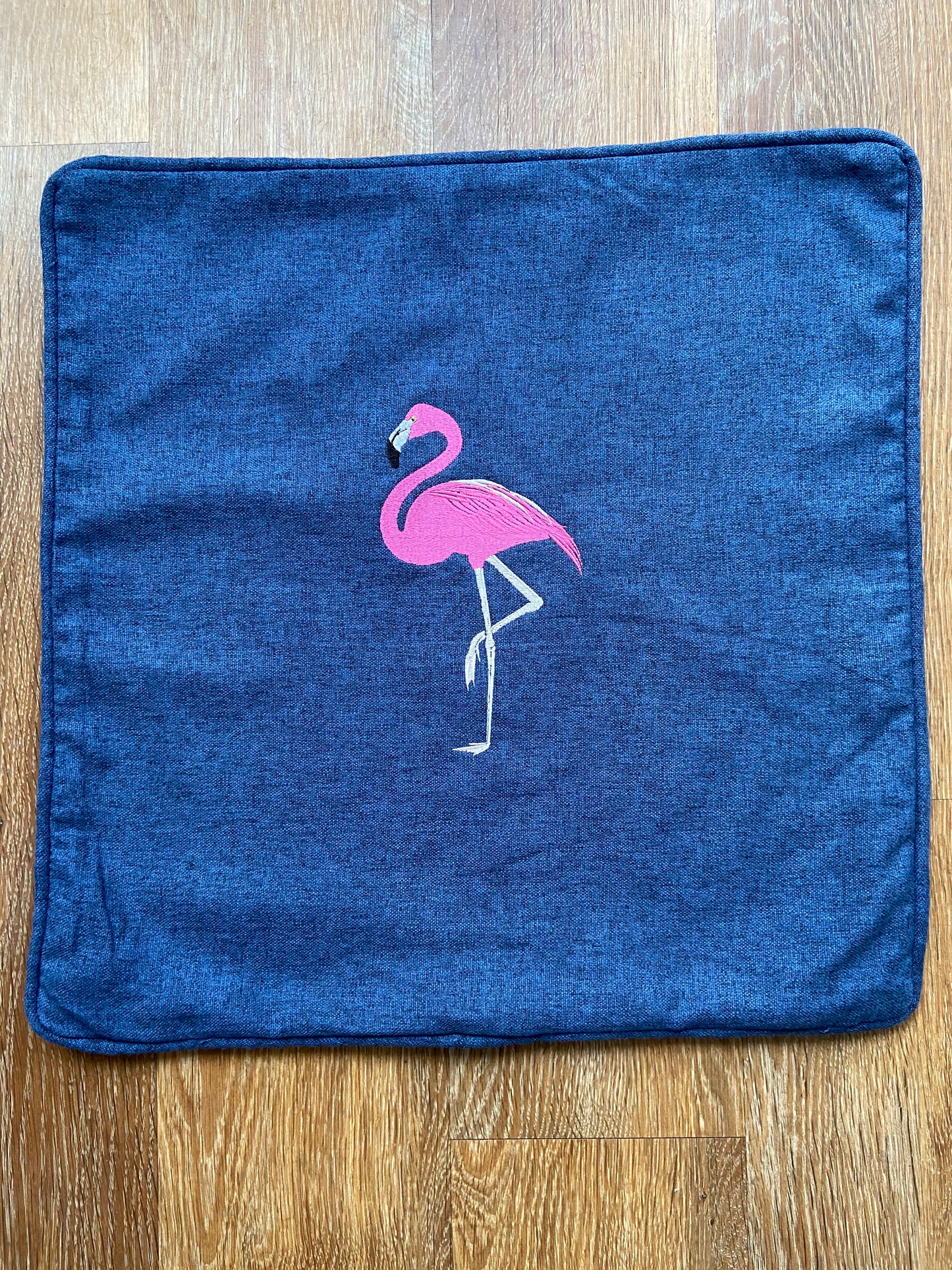 Flamingo Embroidered Cushion Cover
