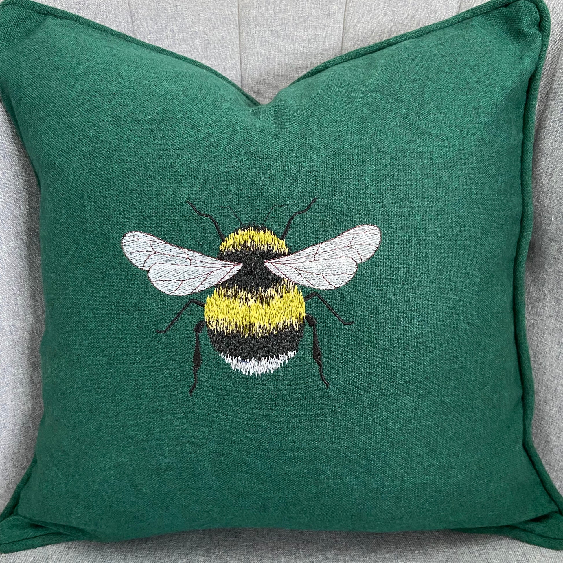 Bee Embroidered Cushion Cover