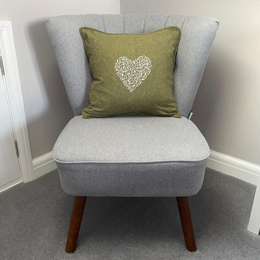 Detailed Heart Embroidered Cushion Cover