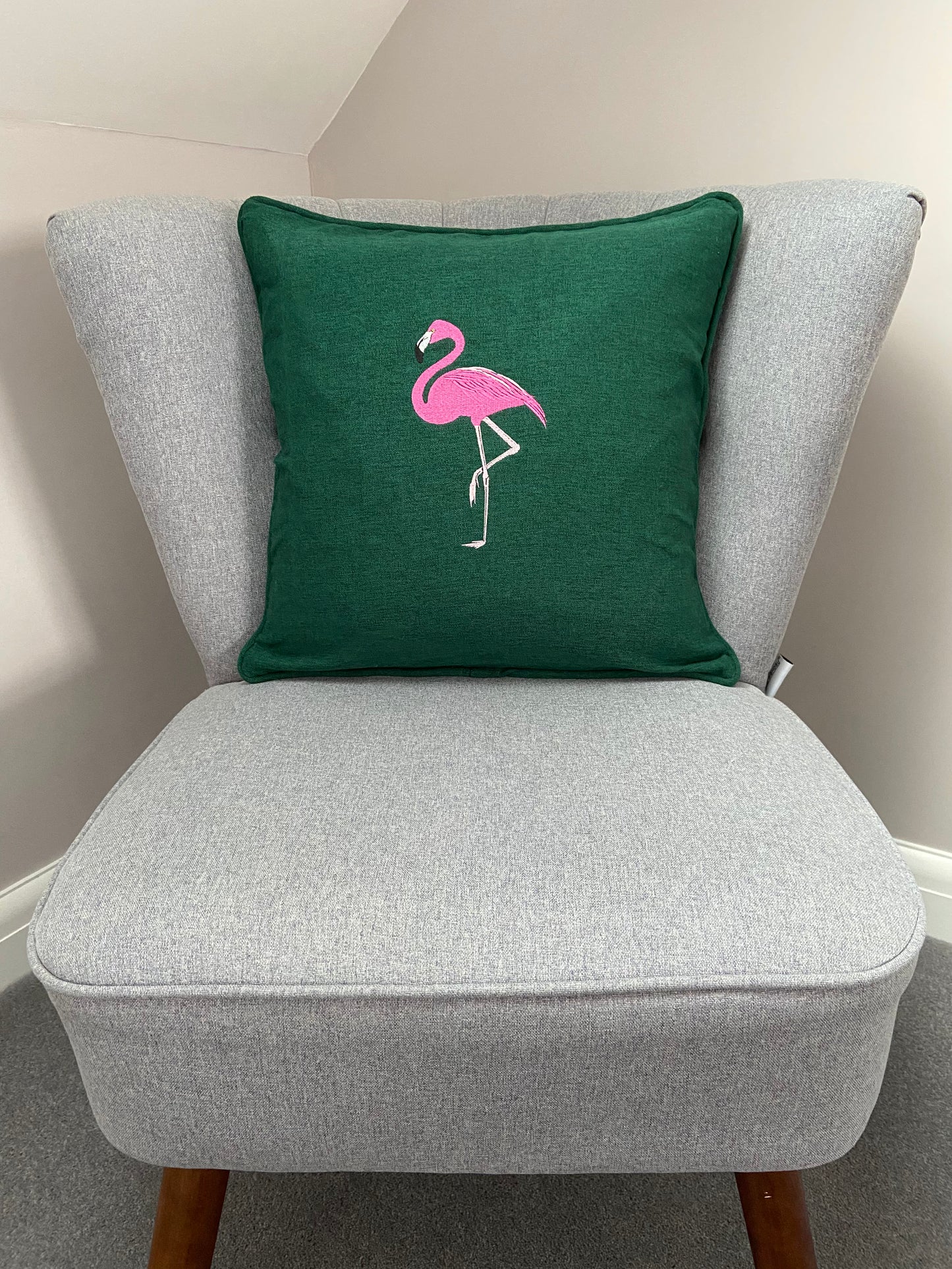 Flamingo Embroidered Cushion Cover