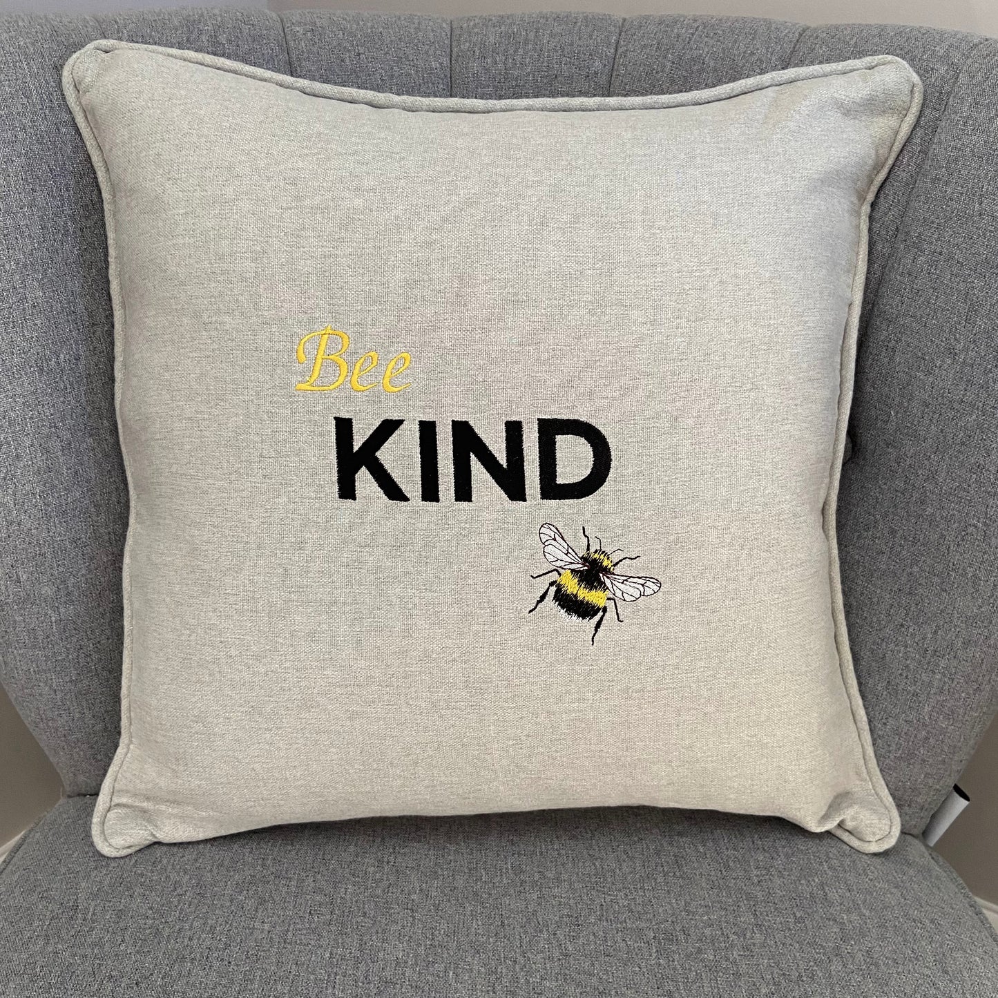 Bee Kind Embroidered Cushion Cover