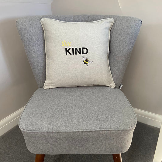 Bee Kind Embroidered Cushion Cover