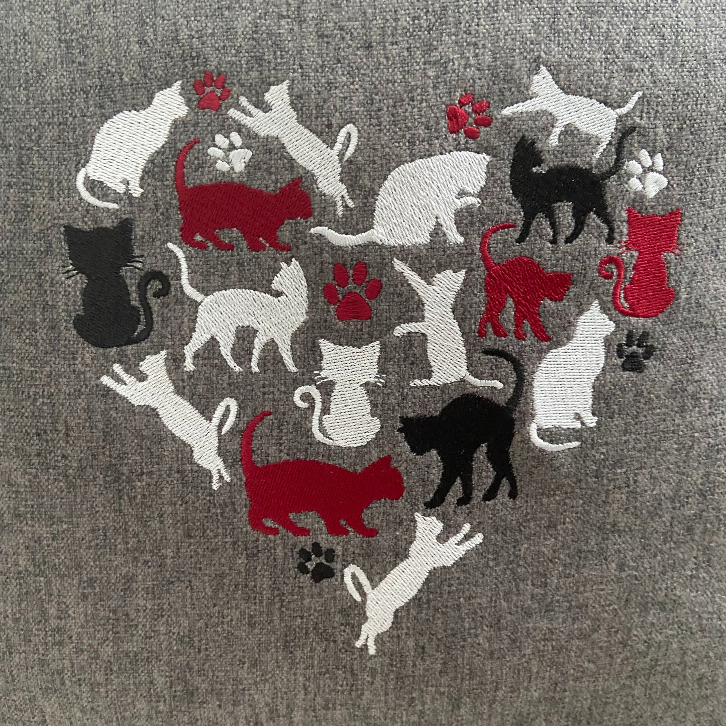 Silhouette Cat Embroidered Cushion Cover - 45cm x 45cm