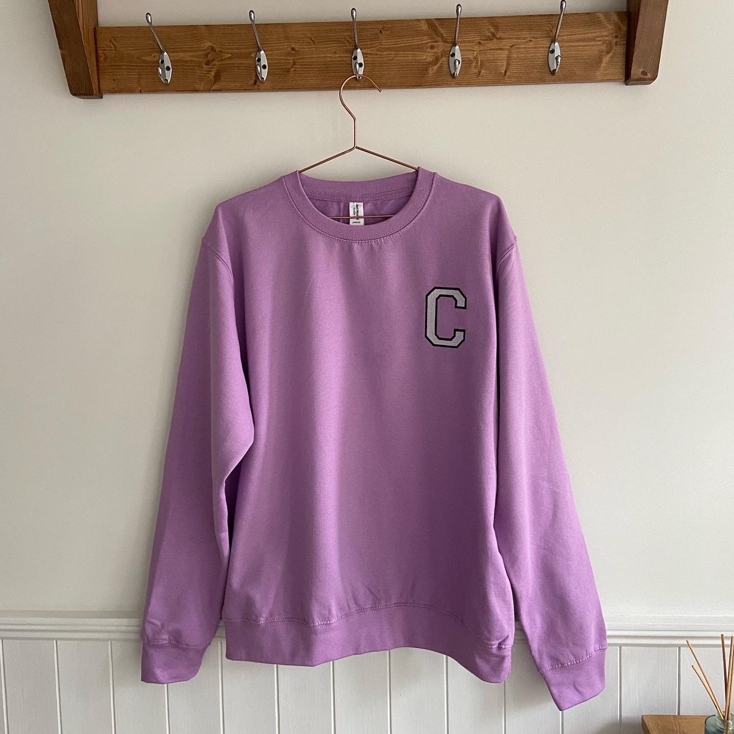 Varsity Style Font Monogrammed Adult Unisex Sweatshirt. Personalised Gift