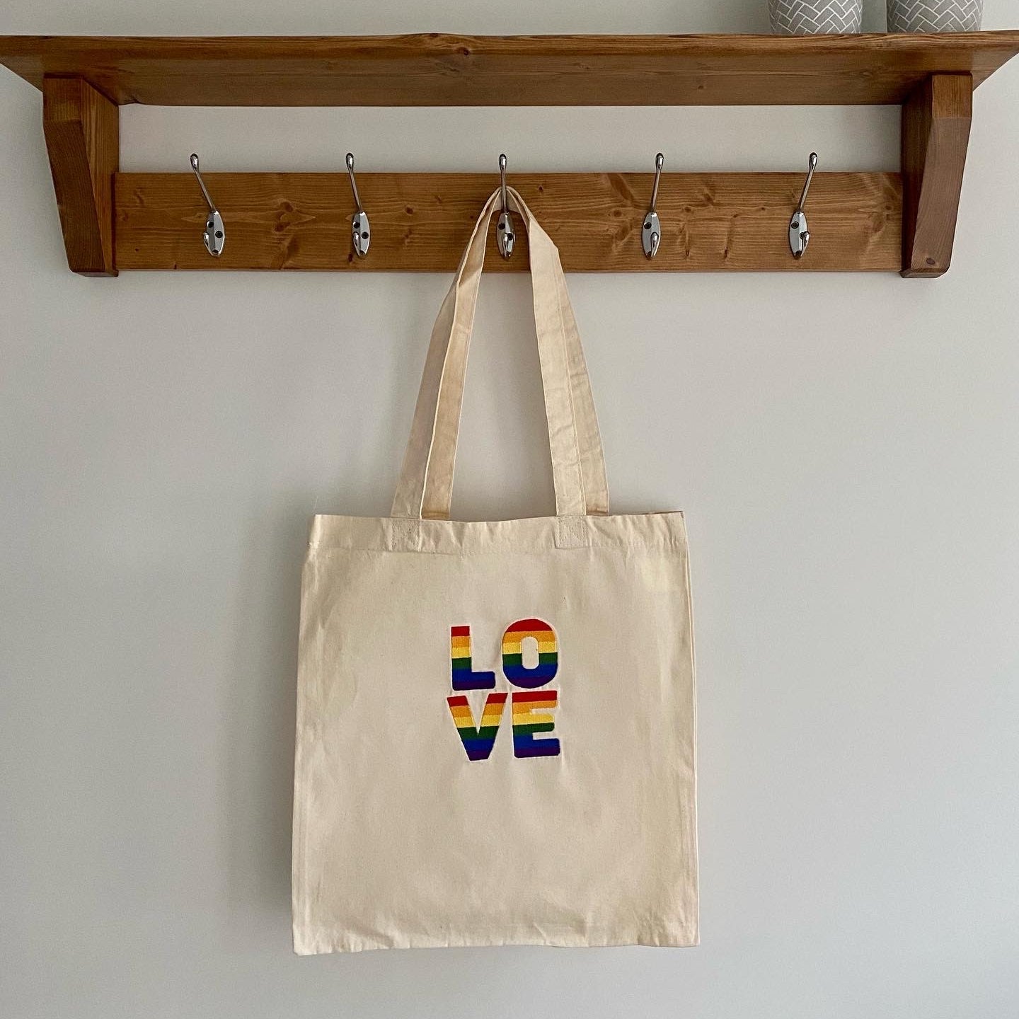 LOVE Motif Organic Cotton Tote Bag