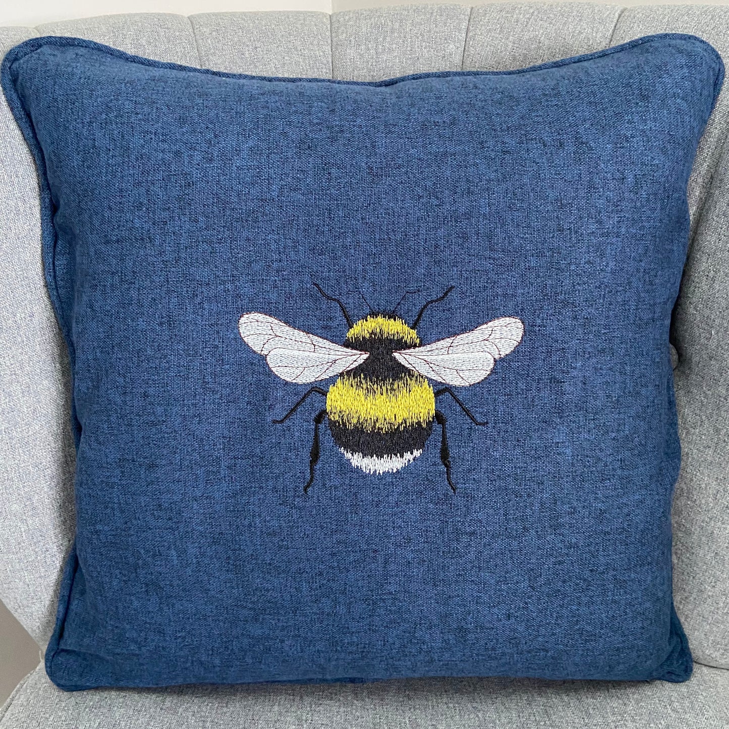 Bee Embroidered Cushion Cover