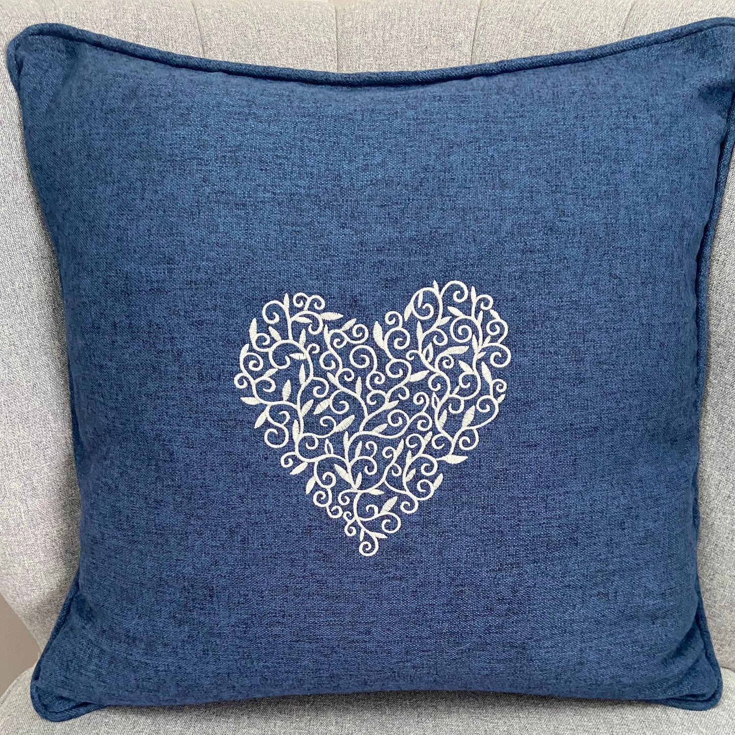 Detailed Heart Embroidered Cushion Cover