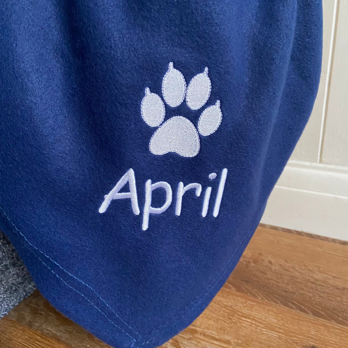 Cat Paw Print Personalised Embroidered Fleece Blanket - 90cm x 75cm or 120cm x 150cm