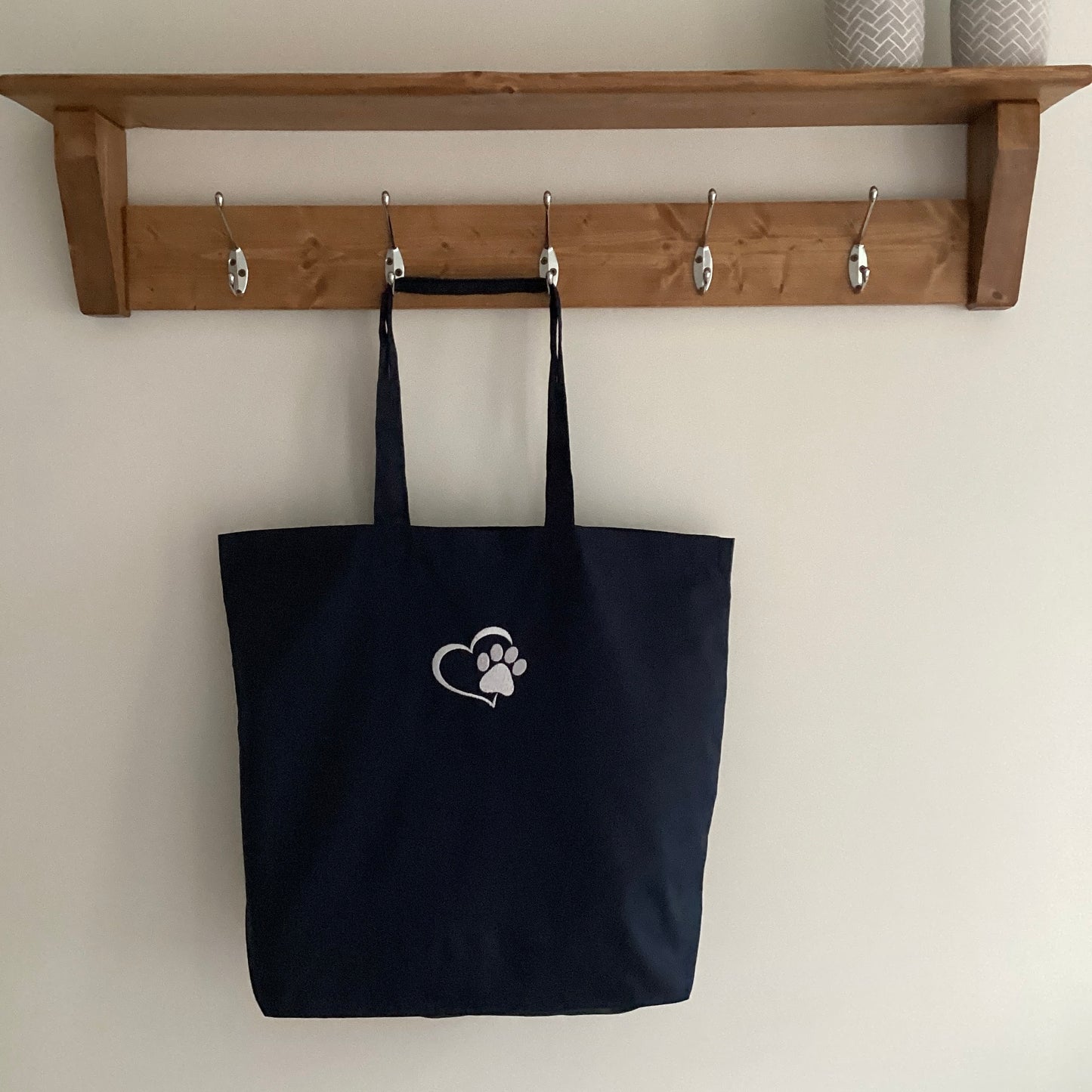 Paw Print / Personalised Embroidered Maxi Organic Cotton Tote Bag