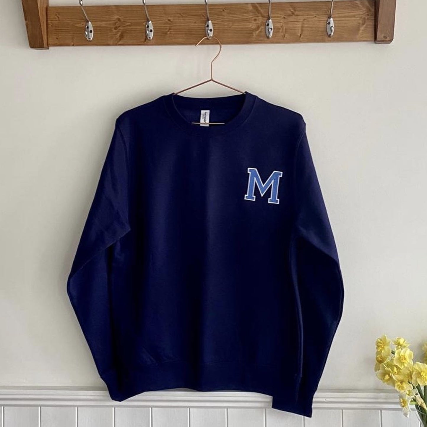 Varsity Style Font Monogrammed Adult Unisex Sweatshirt. Personalised Gift