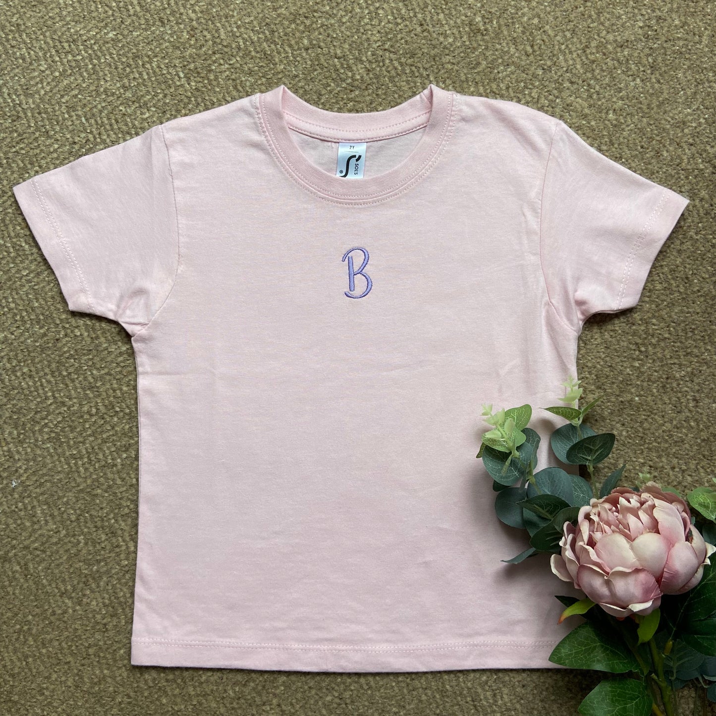 Embroidered Monogrammed Short Sleeve Kids Unisex T-Shirt. Age 2 -12 Years