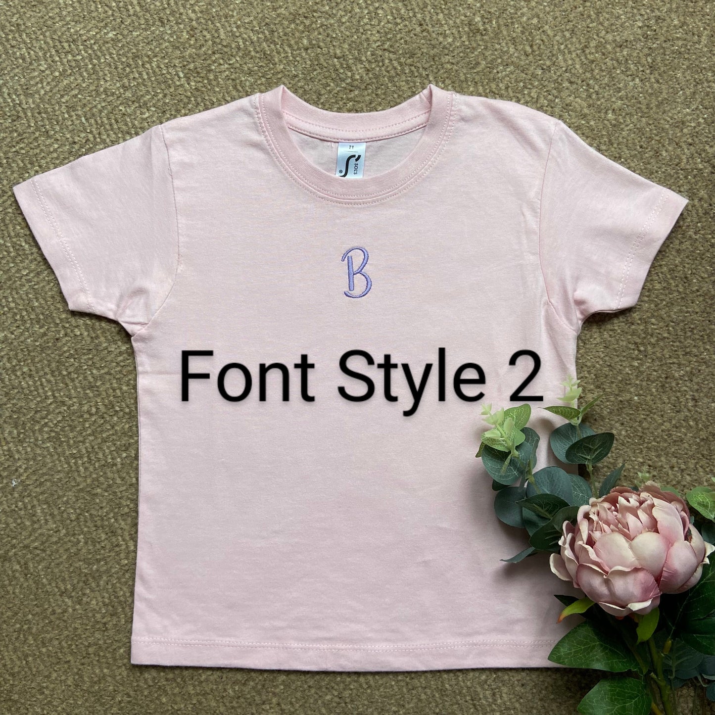 Embroidered Monogrammed Short Sleeve Kids Unisex T-Shirt. Age 2 -12 Years