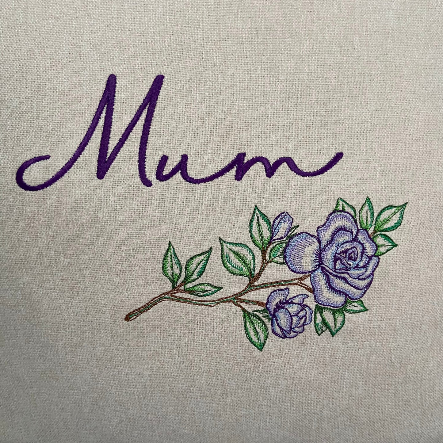 Mum or Nan with Roses Embroidered Cushion Cover - 45cm x 45cm