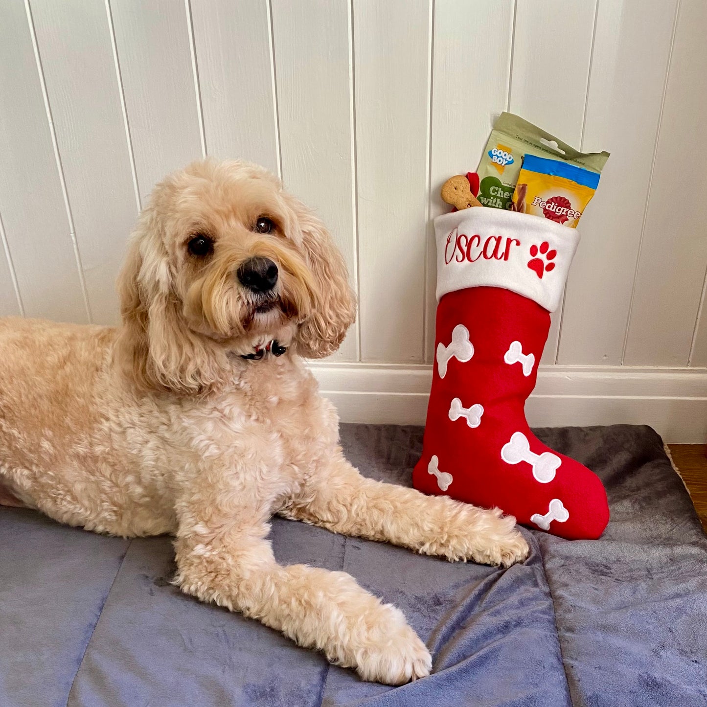 Personalised Embroidered Dog Christmas Stocking