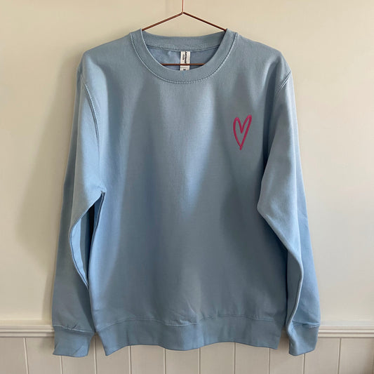 Script Heart Embroidered Adults Sweatshirt