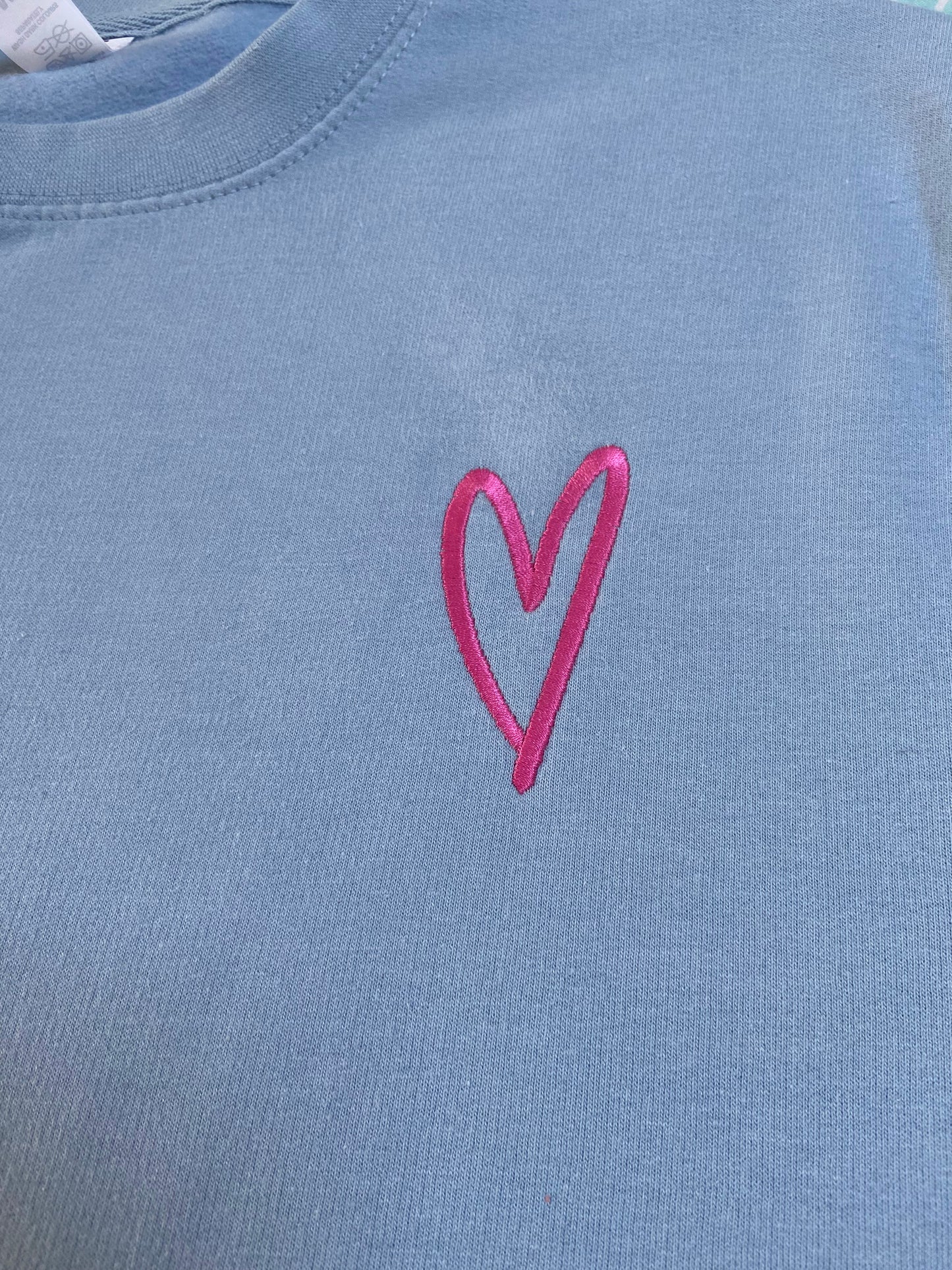 Script Heart Embroidered Adults Sweatshirt