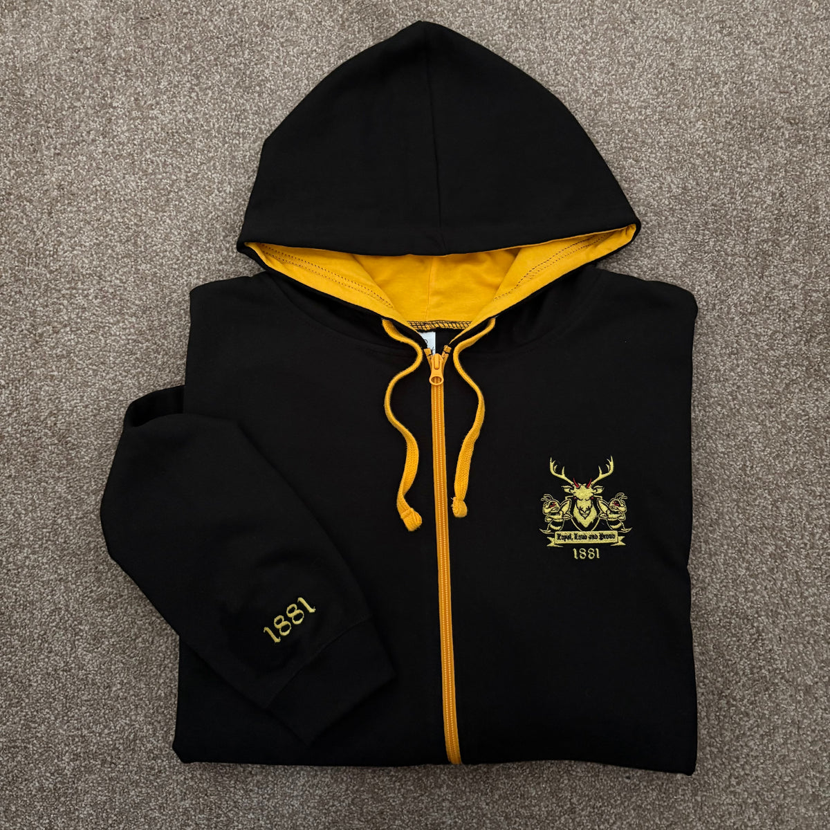 Watford - The 1881 Black and Yellow Adults Zipped Hoodie