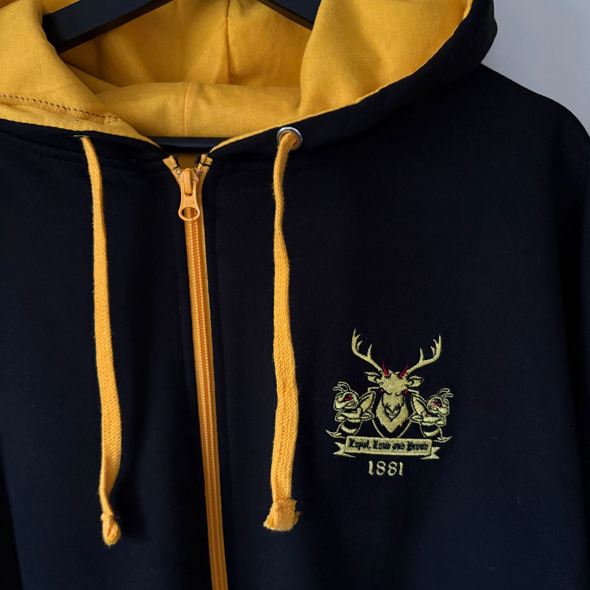 Watford - The 1881 Black and Yellow Adults Zipped Hoodie