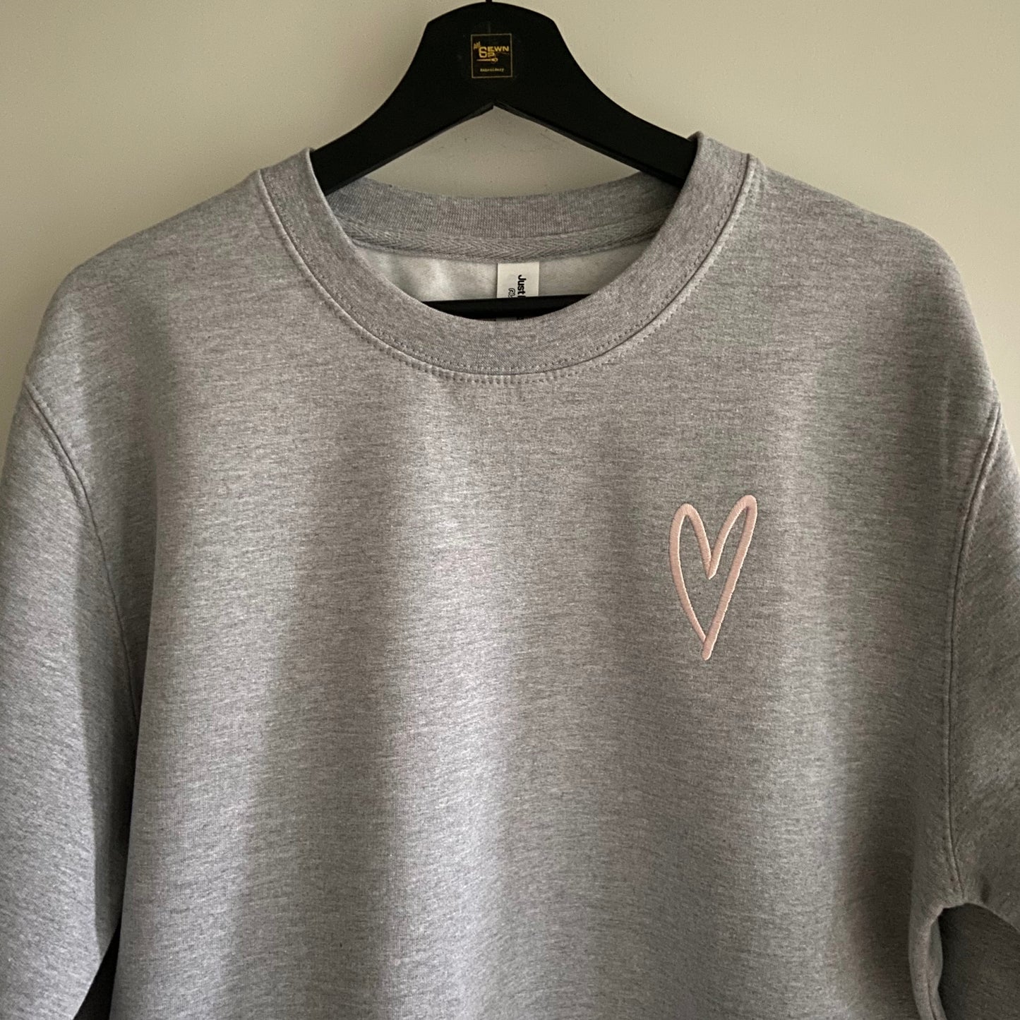 Pink Script Heart Design Embroidered Adults Unisex Sweatshirt. Gift Idea. Valentines