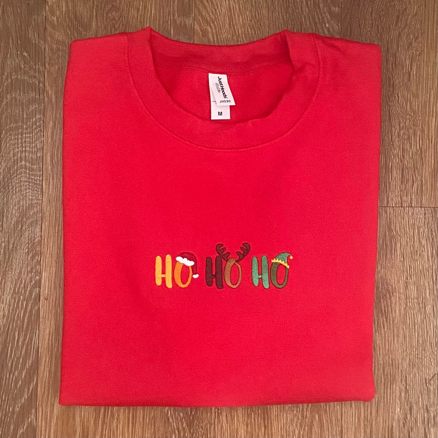 Ho Ho Ho Design Embroidered Adults Unisex Sweatshirt. Christmas Jumper Day