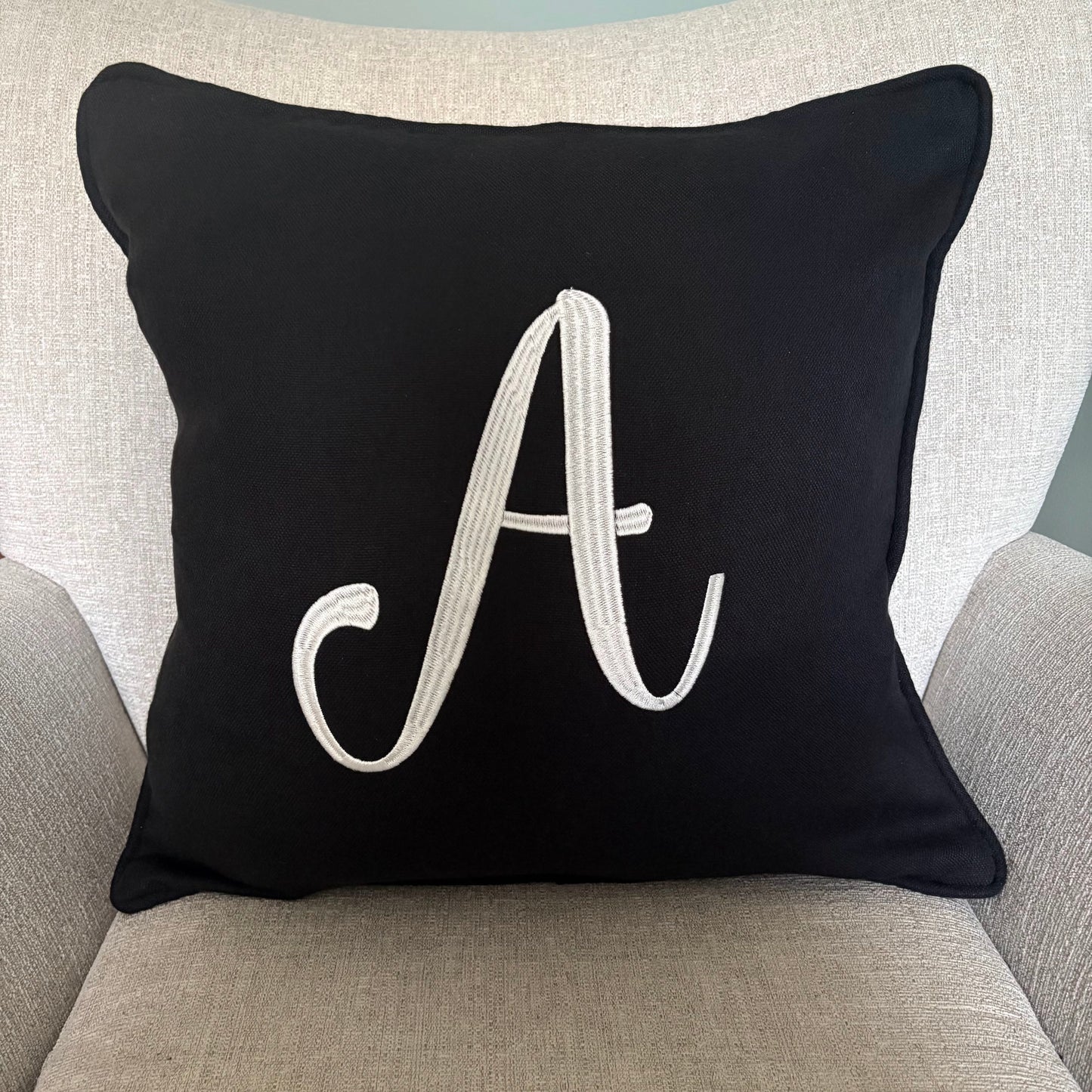 Personalised Embroidered Initial Cushion Cover with Inserts. Gift idea. New Home. Birthday Gift