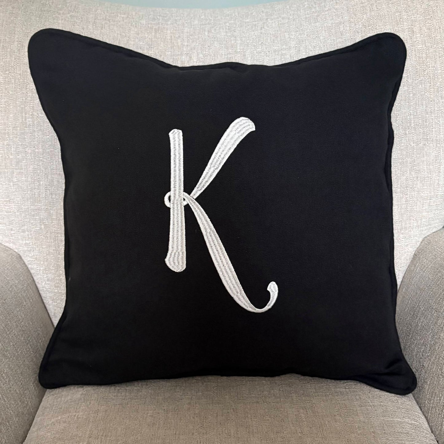 Personalised Embroidered Initial Cushion Cover with Inserts. Gift idea. New Home. Birthday Gift